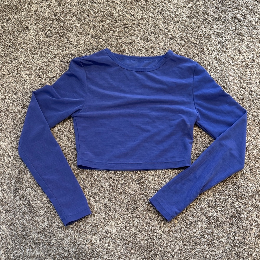 Women's Long Sleeve Blue Mesh Top